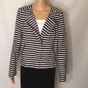 LOFT Jacket Cotton Knit Asymetrical Zip & Pockets